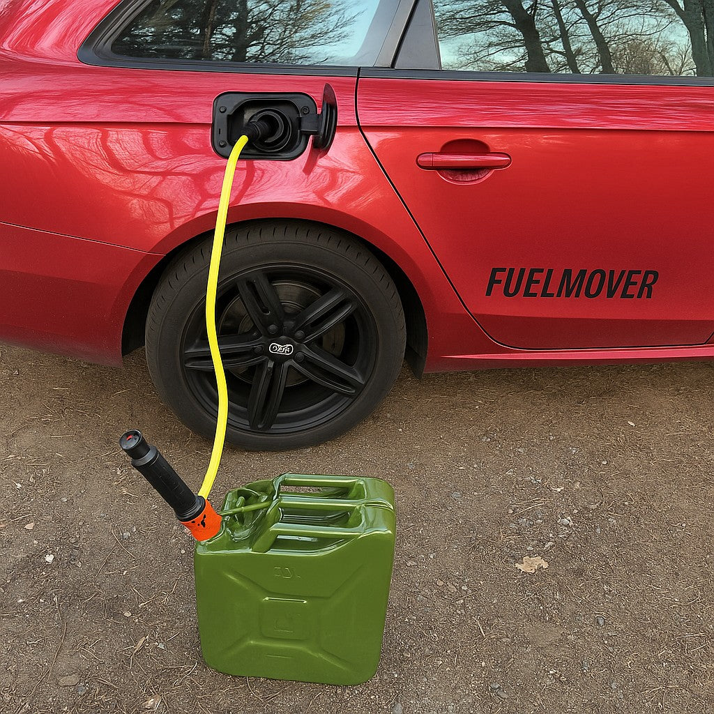 FuelMover™ Extended – Kanisterin pohjalta tankin täyttöaukkoon