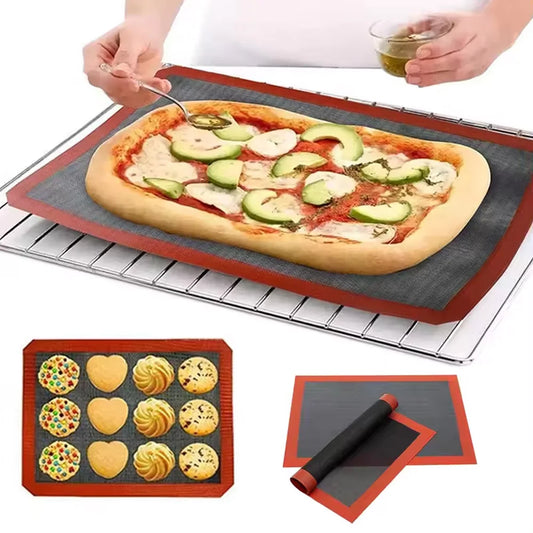 Rei'itetty silikonimatto uuniritilällä ja pizza maton päällä