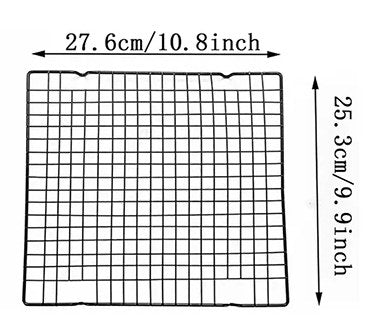 Toimittajan mittakuva pienemmästä ritilästä: 27,6 × 25,3 cm