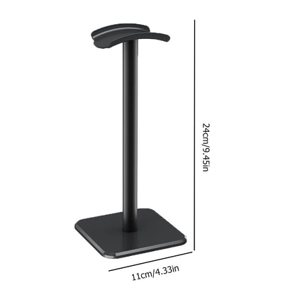 Toimittajan mittapiirros kuuloketelineestä: noin 24 cm korkea, jalka noin 11 cm