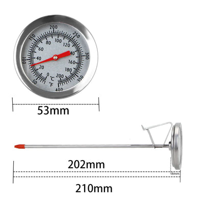 Mitat: kellotaulu Ø 53 mm, anturi 202 mm, kokonaispituus 210 mm