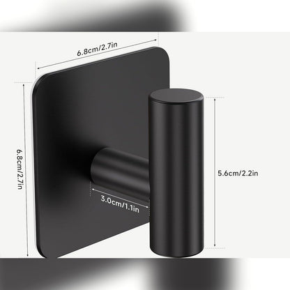 Koukun mitat: levy 6,8 × 6,8 cm, koukku 5,6 cm korkea ja varsi 3,0 cm pitkä