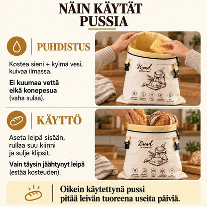 Mehiläisvahainen leipäpussi – leipä tuoreena jopa 5 päivää