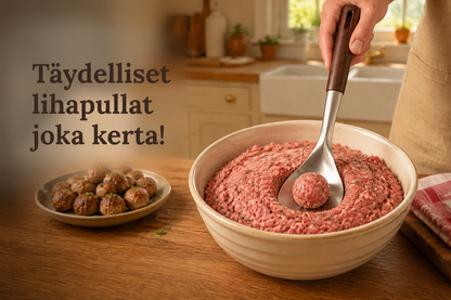Bullebo™ – Lihapullalusikka, joka muotoilee tasakokoiset lihapullat ilman tahmeita käsiä