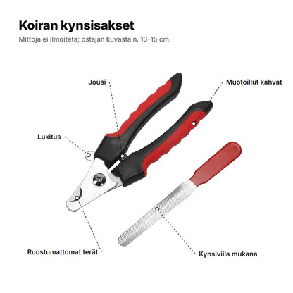 Koiran kynsisakset selitettynä: ruostumattomat terät, jousi, lukitus, muotoillut kahvat ja kynsiviila