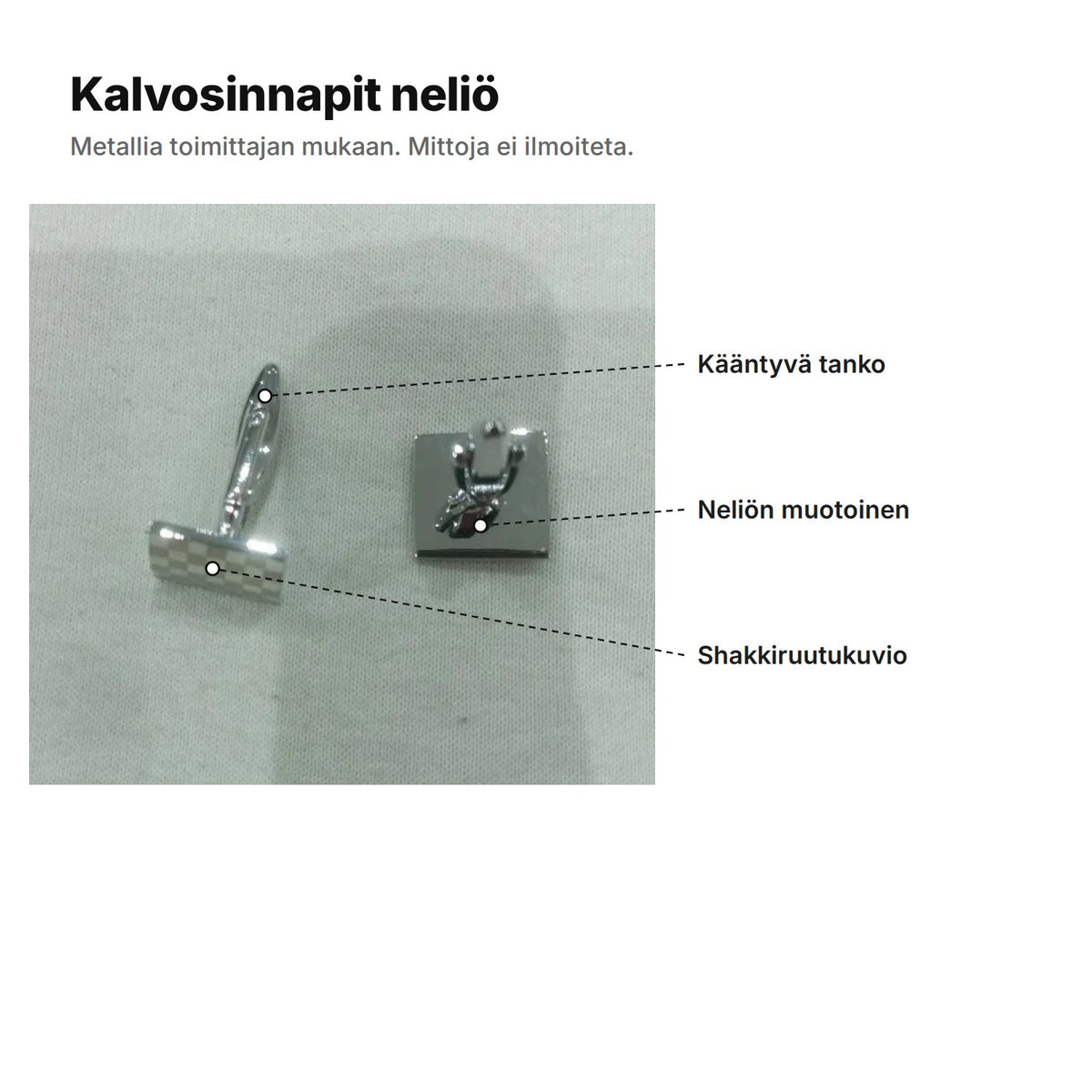 Kalvosinnapit neliö selitettynä: kääntyvä tanko, neliön muotoinen ja shakkiruutukuvio