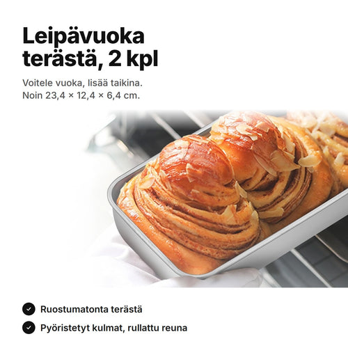 Leipävuoka ruostumatonta terästä, kanelipitko matkalla uunista – noin 23,4 × 12,4 × 6,4 cm