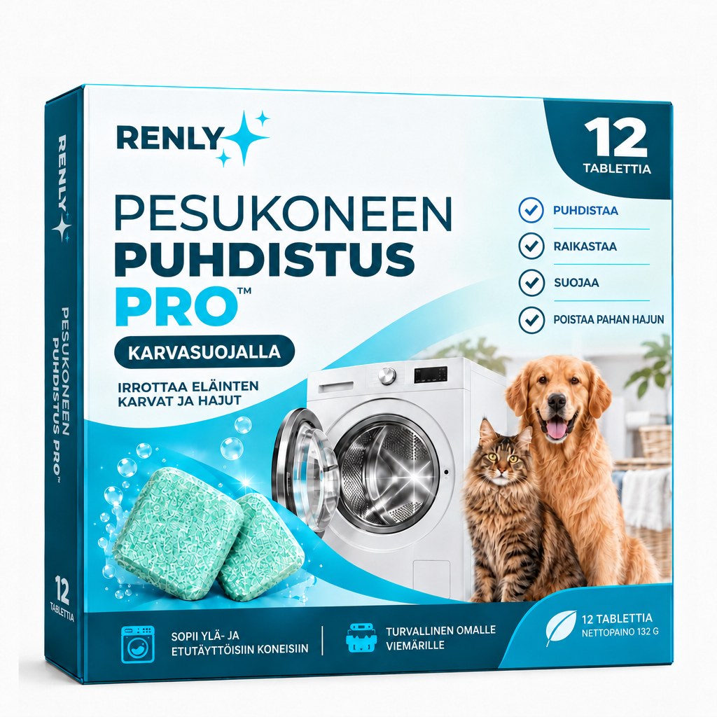Renly pesukoneen puhdistusaine – Pro 12 tai Ultra 24 tablettia