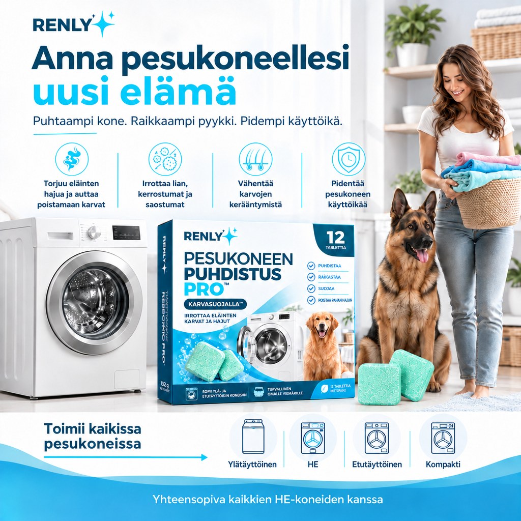 Renly pesukoneen puhdistusaine – Pro 12 tai Ultra 24 tablettia