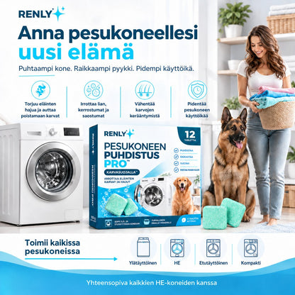 Renly pesukoneen puhdistusaine – Pro 12 tai Ultra 24 tablettia