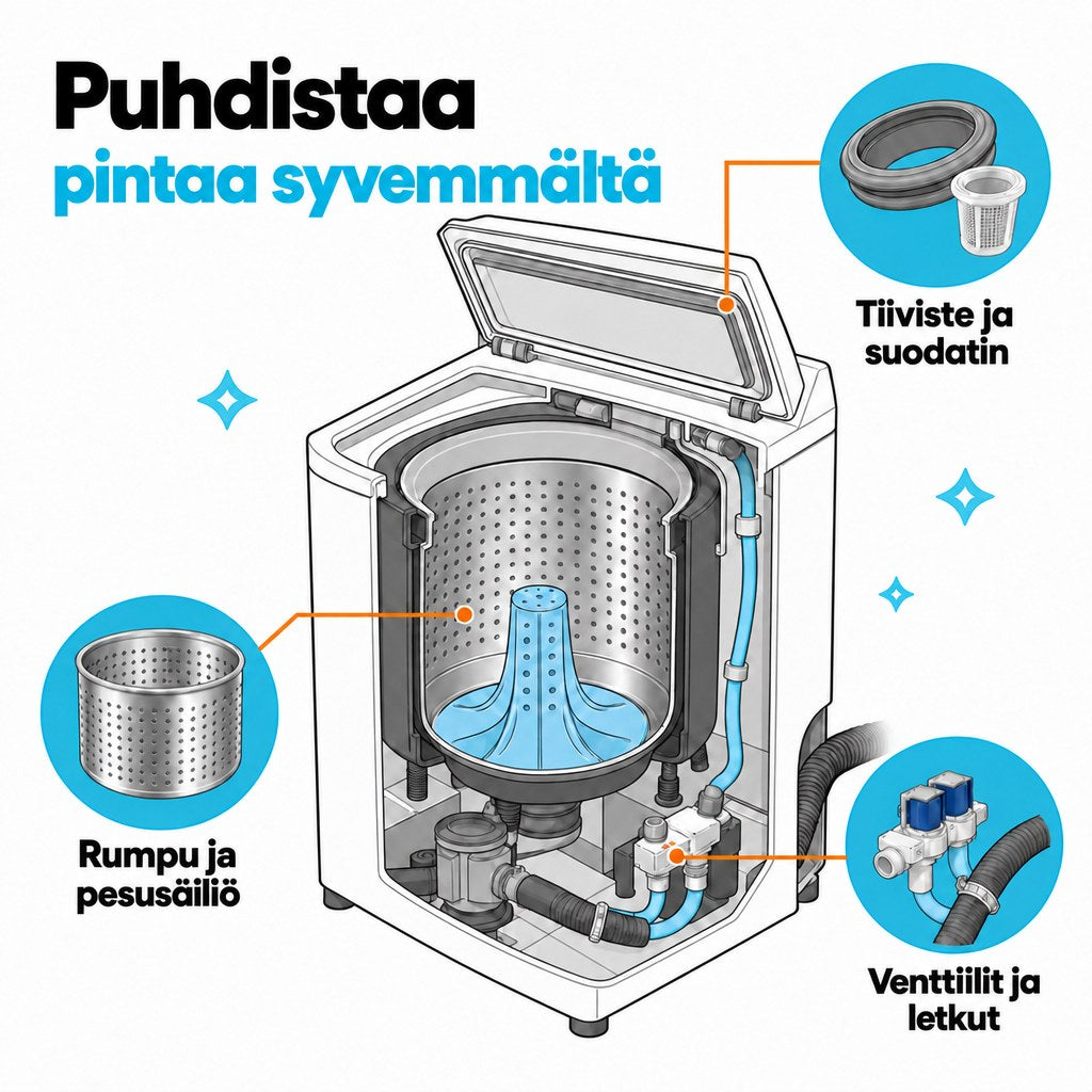 Renly pesukoneen puhdistusaine – Pro 12 tai Ultra 24 tablettia