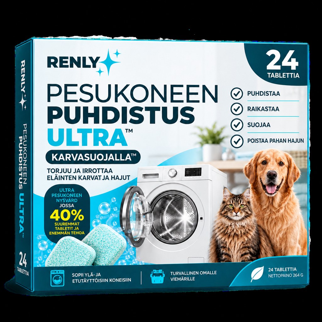 Renly pesukoneen puhdistusaine – Pro 12 tai Ultra 24 tablettia