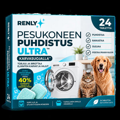 Renly pesukoneen puhdistusaine – Pro 12 tai Ultra 24 tablettia