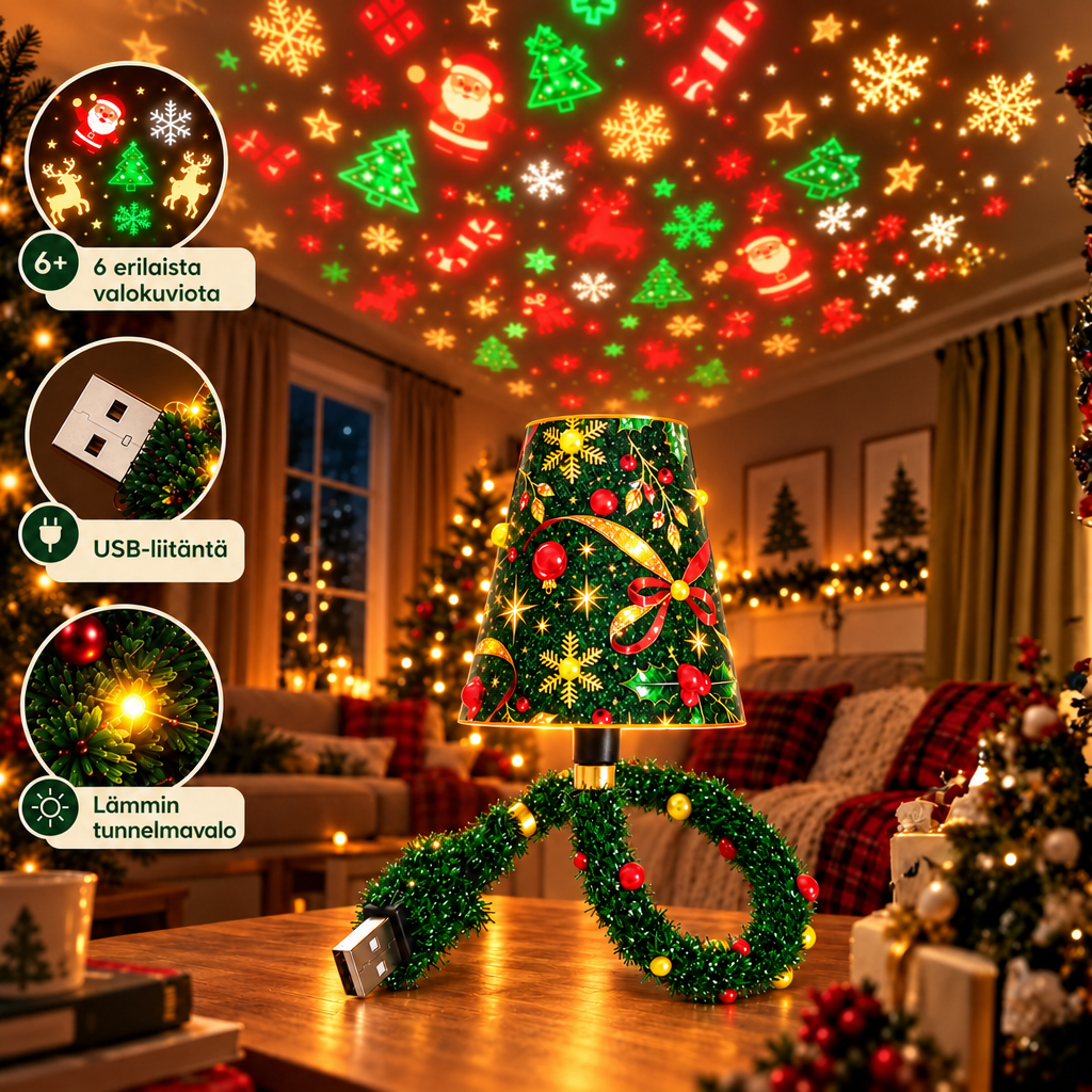 ChristmasGlow™ – Jouluprojektorilamppu USB-liitännällä